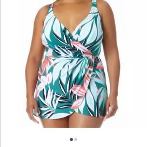Anne Cole Swim Dress With Skirted Bottom, Size 20W